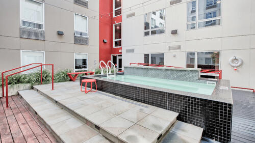 Outdoor hot tub in interior courtyard at the Urban, Ohio